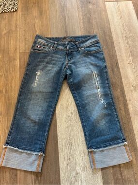Bubblegum Blue Distressed Cropped Jeans